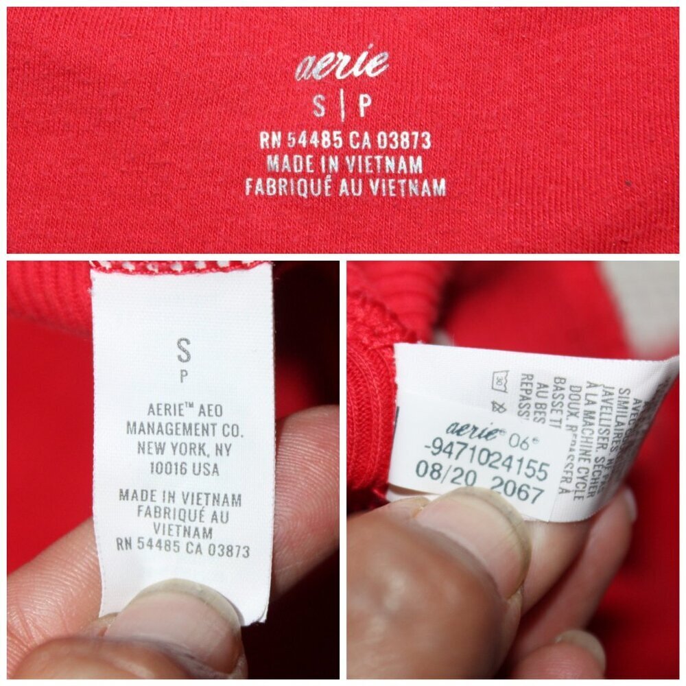 Aerie Fleece Crew Neck Sweater Bright Red size SP textured A Little Naughty - Picture 7 of 8